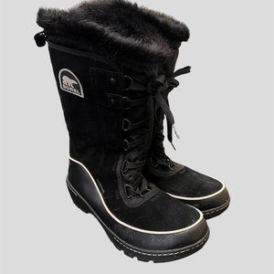 Sorel size 9 black waterproof fur lined winter boots